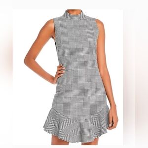 Alice + Olivia Black and White Plaid Mini Dress